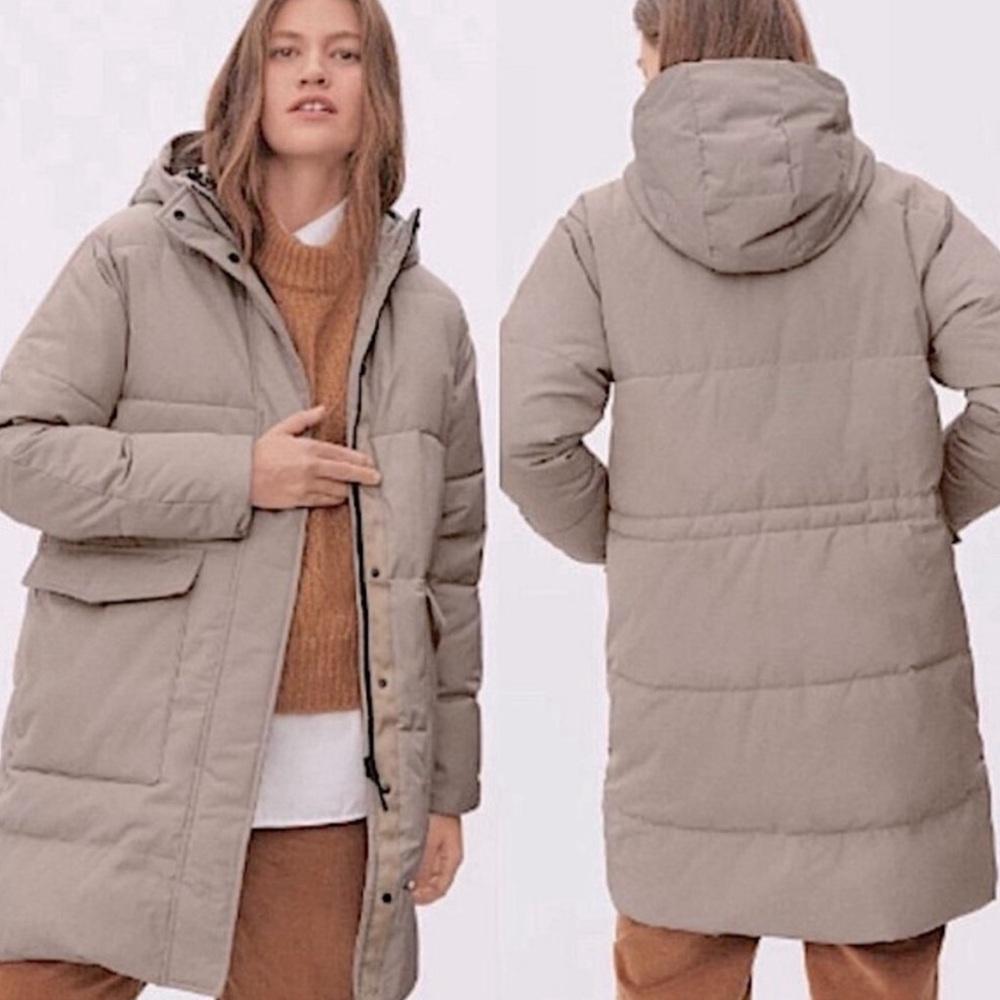Everlane the renew long puffer in burnt sugar size small